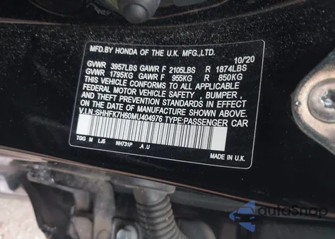 2021 Honda Civic Ex from USA, damaged, VIN SHHFK7H60MU404976